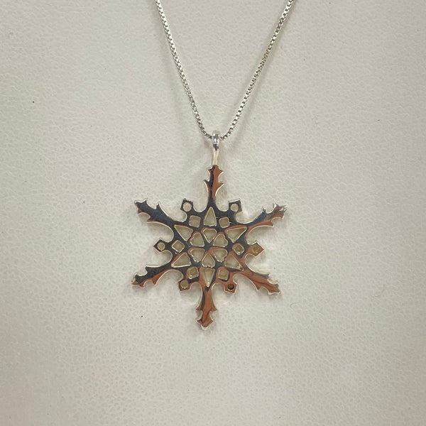Sterling Silver 17.75" Openwork Snowflake Pendant Necklace, 3.8g