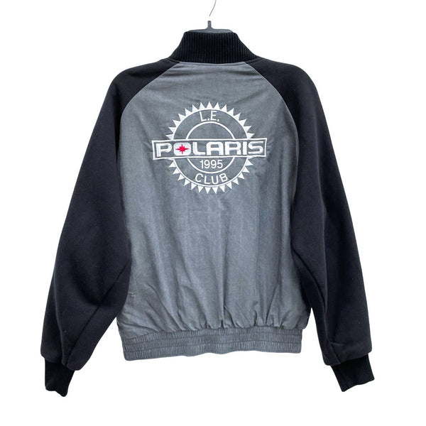 Mens 90s Vintage POLARIS Gray & Black 1995 L.E. Club Bomber Snap Up Jacket Sz M