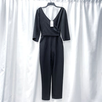 NWT Wmns PEYTON JENSEN Evereve Black 3/4 Sleeve Wrap Jumpsuit Sz M MSRP$108