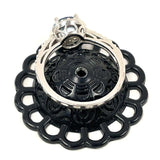 Sterling Silver Sz. 10 Cathedral-Style Blue Topaz CZ Halo Ring, 3.30g