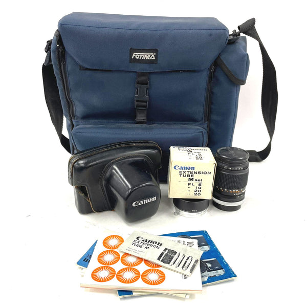 Canon FT QL 35mm Film Camera with Bag, 2 Lens, and Other Accessories - TESTED