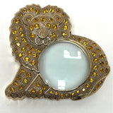 Art Deco Style VNTG Metal Rhinestone Decorated Lion Magnifying Glass Paperweight