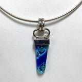 17" Sterling Silver Blue Art Glass Pendant Necklace, 21.05g