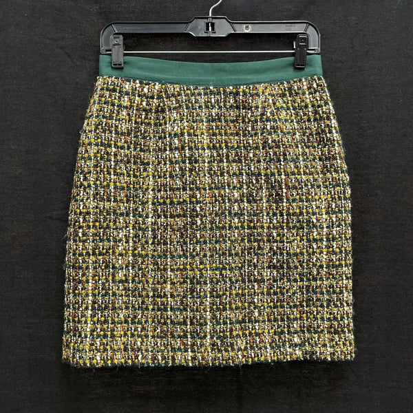 Wmns KATE SPADE Skirt The Rules Wool Blend Green Tweed Above Knee Skirt Sz 4