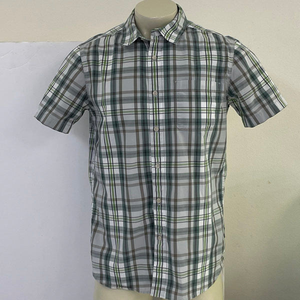 Men's The North Face Green Plaid Short Sleeve Button Up Shirt Sz M