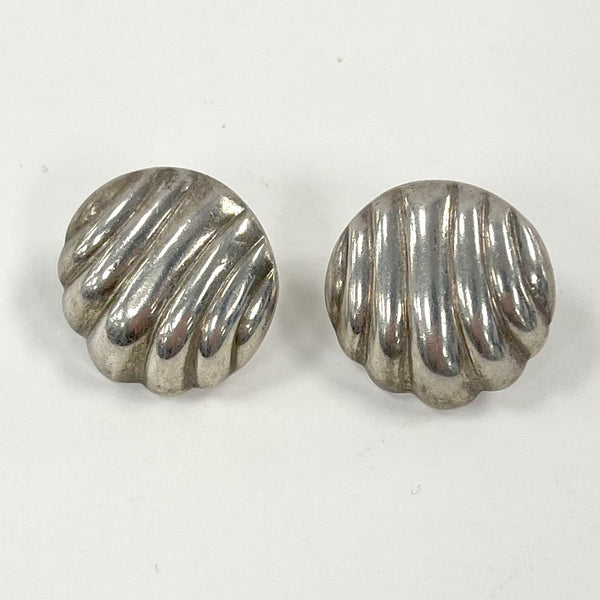Sterling Silver Ridged Pattern Hollowform Earrings, NF Hallmark, 4.35g