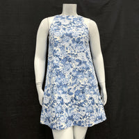 NWT Wmns ABERCROMBIE & FITCH Linen Cotton Blend Blue Floral Dress Sz MT MSRP$70