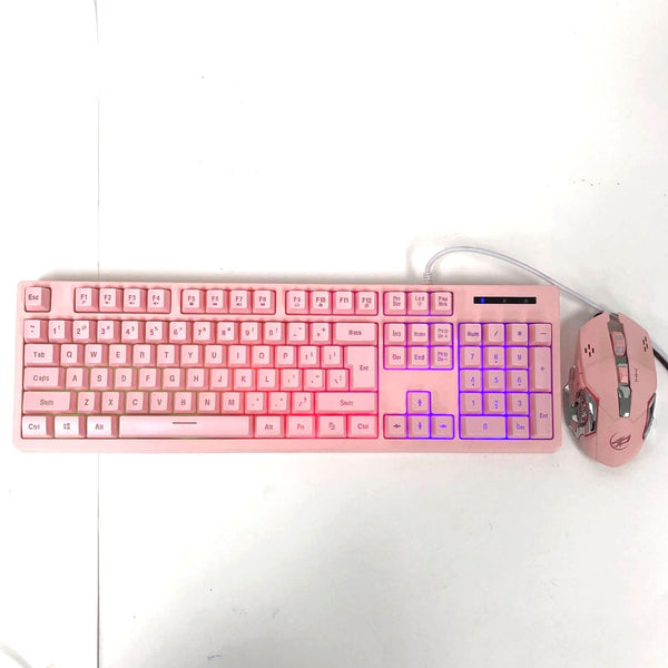 LOREAN Pink LED USB Gaming Keyboard & Uciefy Q8 USB Mouse