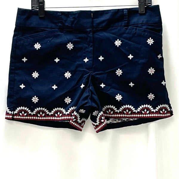 Wmns NWT Loft Navy Blue Embroidered Chino Shorts Sz 6