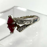 10K White Gold Ruby & Cubic Zirconia Commemorative 2002 Ring Size 6.75