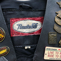 Wmns 90s Vintage Biker Battle Vest w HOG Harley Davidson Pins & Patches Sz 38