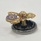 Vintage 10K Elks Club Pin w Garnet Eyes & Sterling Back, 0.34g Gold Weight