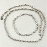 20" 925 Sterling Silver Twist Necklace & 7.25" Bracelet Set 3mm 10.41g