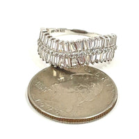 Size 9 Sterling Silver Split Shank Sparkling CZ Double Baguette Curve Ring 3.04g