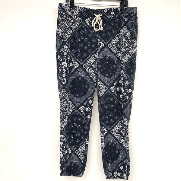 NWT Lou & Grey Dark Blue Grey & White Patterned Knit Pants Women’s Sz L