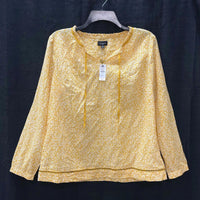 NWT Wmns Talbots 100% Cotton Yellow Floral Loose Fit Lightweight Top Sz S Petite