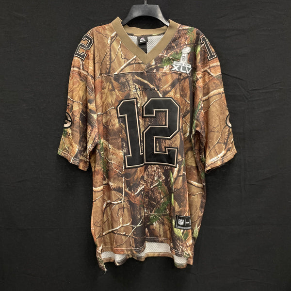 Mens REEBOK Green Bay Packers Realtree Aaron Rodgers NFL Football Jersey Sz XL