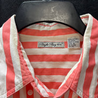 Mens 90s Vintage BUGLE BOY Co. Coral Striped Short Sleeve Button Up Shirt Sz XL