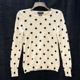 Wmns LORD & TAYLOR 100% Cashmere Cream & Black Polka Dot Sweater Sz S