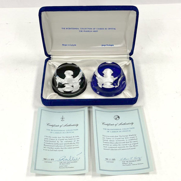 Franklin Mint Lead Crystal Cameos - Marquis de Lafayette & George Washington