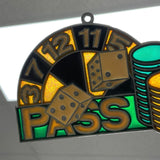 Pair of Gambling Themed Suncatcher Metal Hangings - Bingo, Casino