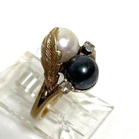 10K Yellow Gold Genuine Pearl & Spinel Accent Ring Size 3.5, 3.23g