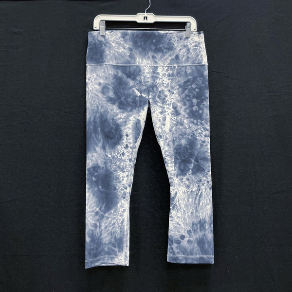 Wmns LULULEMON Blue White Marble Dye Wunder Under High Rise Crop Leggings Sz 12