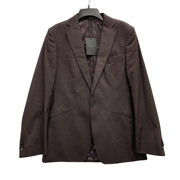 NWT Mens TED BAKER Brown Pinstripe Blazer Suit Jacket Sport Coat Sz 3 MSRP$445