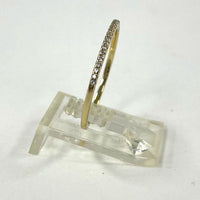 Gold Over 925 Silver Vermeil Sz 7 3/4 Slim 1mm CZ Accent Stacker Ring, 0.83g