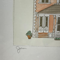 Ltd/500 Ed Framed Etching w Wash of Old House - Joni?