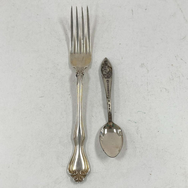 Vintage Sterling Silver Flatware Westmorland Fork & WI Dells Souvenir Spoon