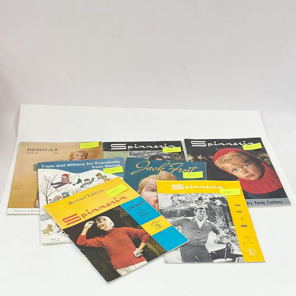 7 Pc Vintage Knitting/Fashion Magazines - Spinnerin, Bernat, Jack Frost