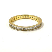 Gold Over Sterling Sz 9 2.8mm Wide CZ Eternity-Style Stacker Ring, 2.53g