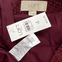 NWT Loft Burgundy Red Wool Blend Mini Skirt Women’s Sz 4