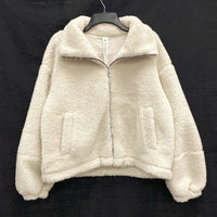 Wmns LULULEMON Cream Cinchable Fleece Sherpa Plush Teddy Zip Up Jacket Sz 8