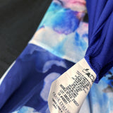 NWT Wmns FRANK LYMAN Blue Abstract Watercolor Long Chiffon Maxi Dress 8 MSRP$270