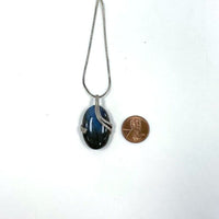 925 Sterling Silver Labradorite Pendant With Swirl Ribbon Setting 17.00 Grams