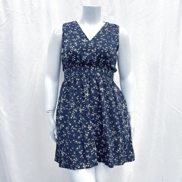 NWT Wmns GAP Blue Floral Casual Short Sleeveless Dress Sz L MSRP$54.99