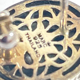 Suspicion Sterling Silver Two-Tone Marcasite Oval Omega Earrings, 9.42g