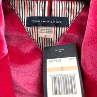 NWT Wmns TOMMY HILFIGER Bright Pink Velour Velvet Blazer Jacket Sz 2 MSRP$149