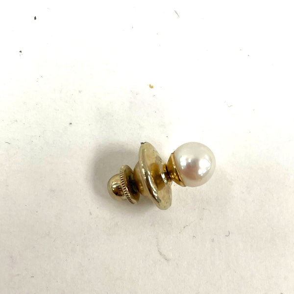 14K Yellow Gold Tie Tac w Great 6.7mm White Pearl w Pink/Blue Lustre, .62g