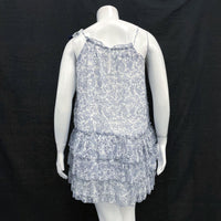 NWT Wmns ACCESSORIZE London Blue White Paisley Seashell Pattern Mini Dress Sz L