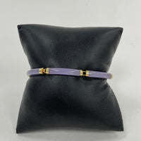 7" Purple Jade Round Panel Bracelet w/ 14K Yellow Gold Accents, 11.55g