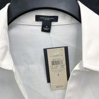 NWT Wmns ANN TAYLOR 100% Cotton White Low Cut Long Sleeve Button Up Shirt Sz 4