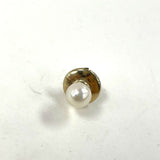 14K Yellow Gold Tie Tac w Great 6.7mm White Pearl w Pink/Blue Lustre, .62g