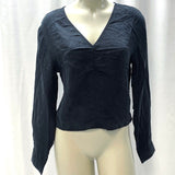 NWT Madewell Black Cropped Long Sleeve Blouse Women’s Sz 0