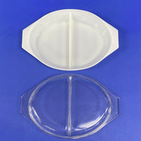 Vintage Pyrex Snowflake 1.5 QT Divided Dish w Lid