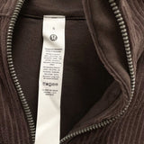 Wmns LULULEMON Brown Scuba Velvet Cord Zip Up Sweater / Track Jacket Sz 6