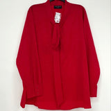 NWT Lane Bryant Red & Gold Dot Tie Neck Blouse Women’s Sz 22/24