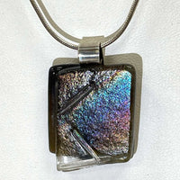 19.75" Sterling Silver Colorful Dichroic Glass Pendant Necklace, 16.0g